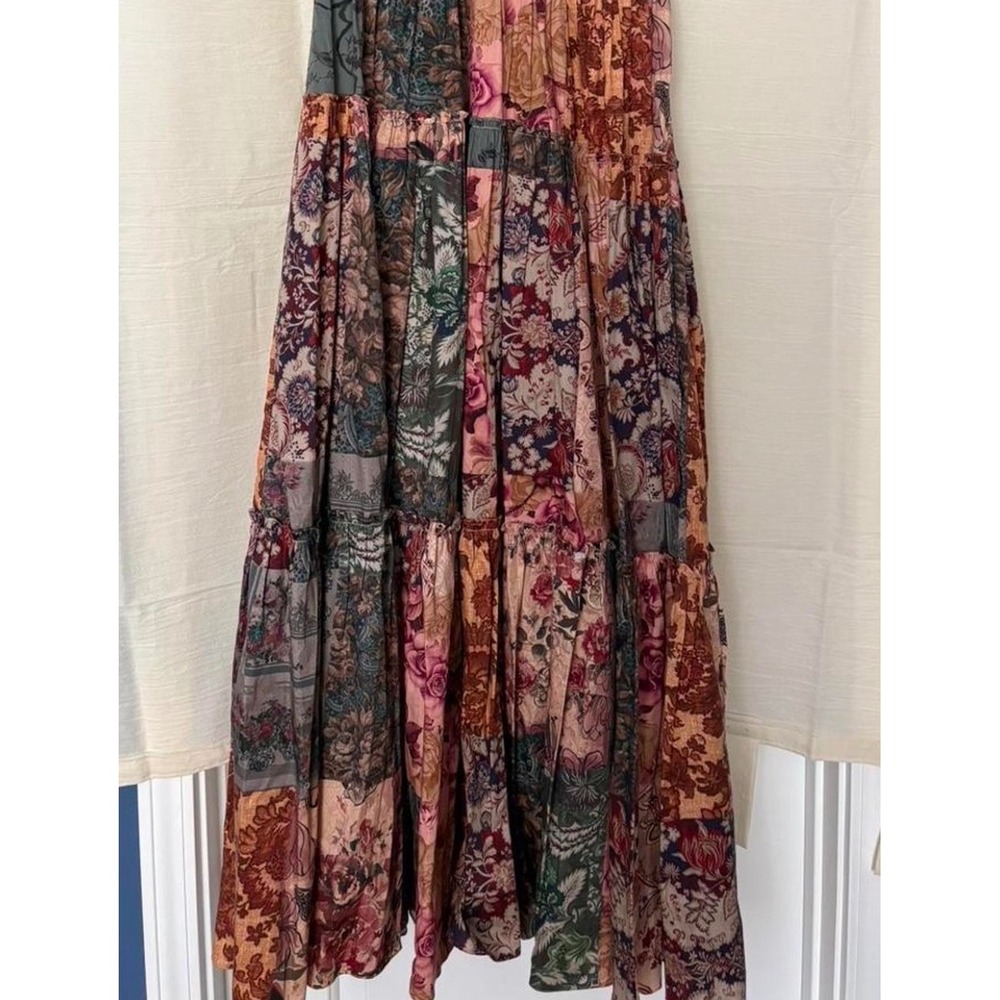 Geisha Designs Anthropologie Patchwork Floral Maxi Dress Pink Multi Mesh Size 4 - Picture 7 of 11